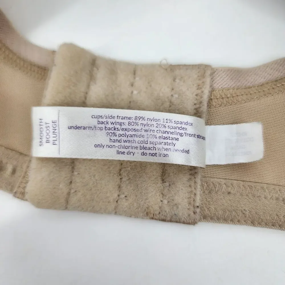 Cacique Smooth Boost Plunge Full Coverage Back Clasp Nylon Nude Bra Size 42C
